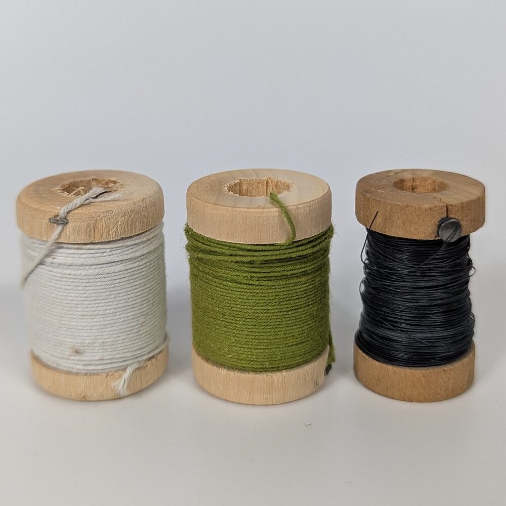 Set of 3 Vintage Wooden Thread Spools